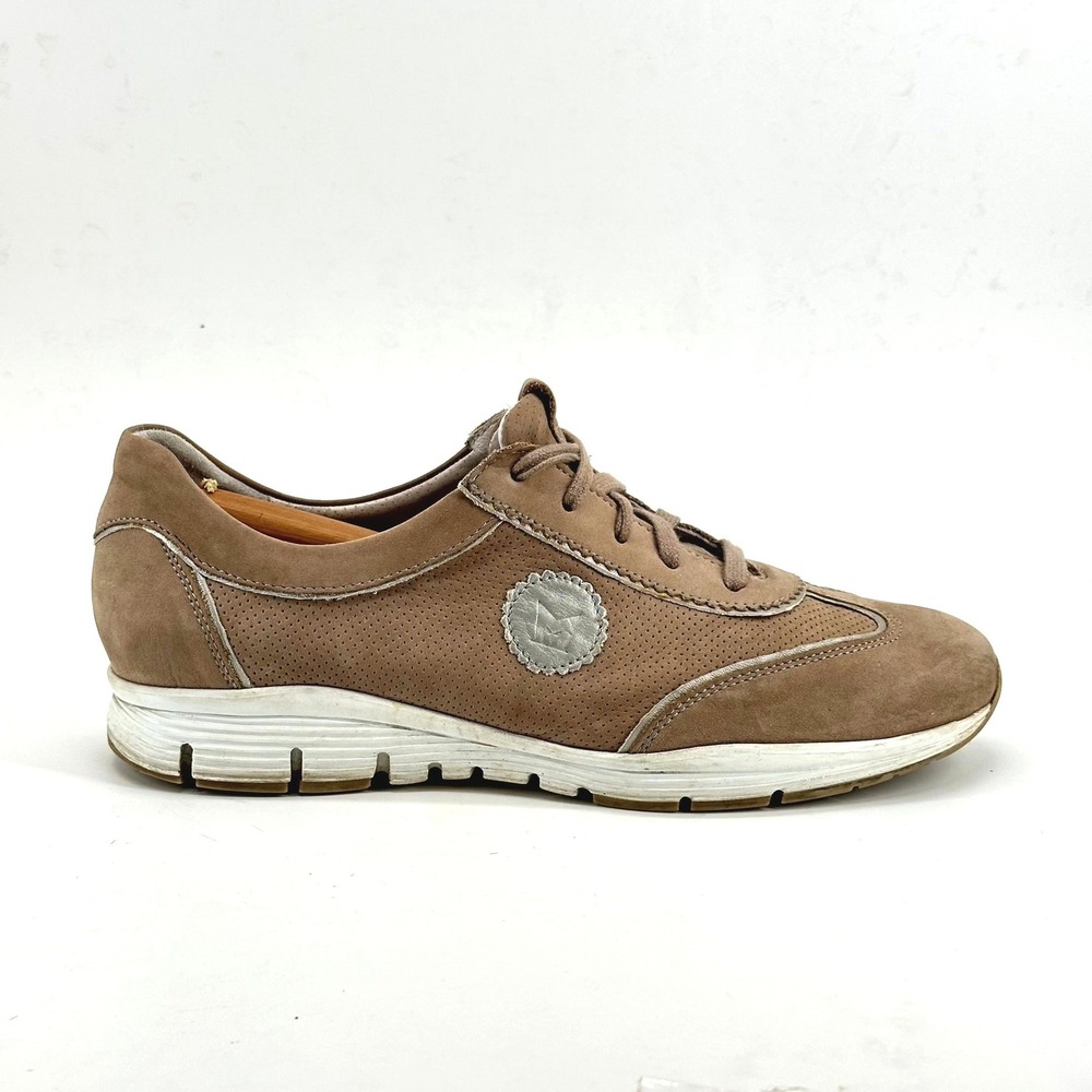 Mephisto Yael Sneakers Tan Nubuck Leather Perforated Lace Up Womens 8 EUR 5.5
